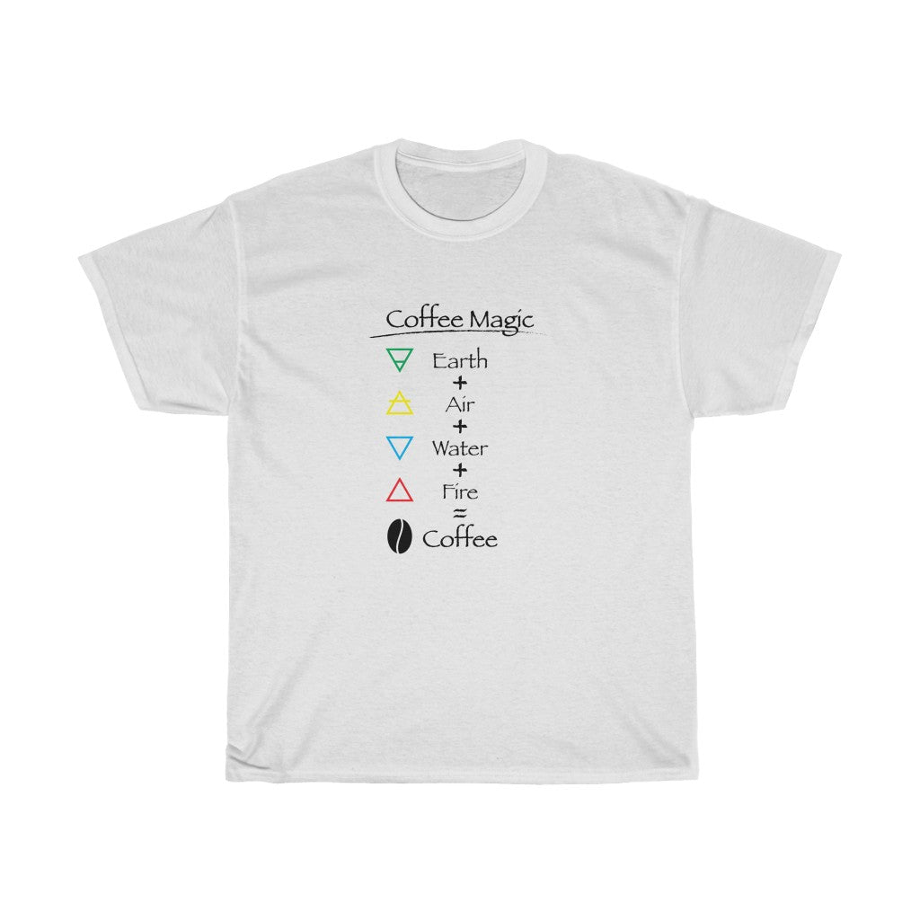 Coffee Magic Tee-shirt - Elemental Magic of Coffee - Unisex Heavy Cotton Tee - Coffee Lover's t-shirt